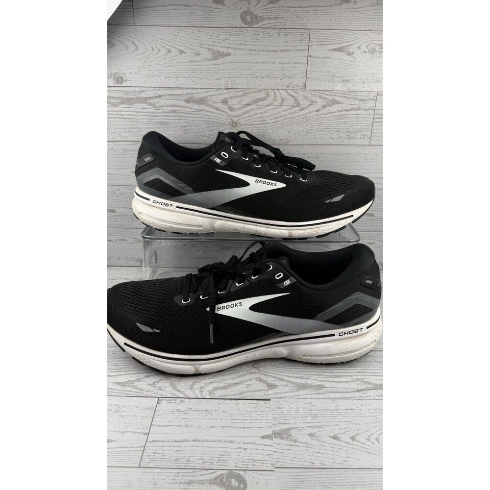 Brooks Ghost 15 Men's Running Shoes Size 13D Black White Neutral Cushion #659